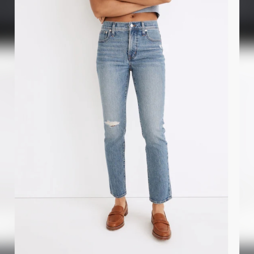 Madewell Mid-rise Perfect Vintage Jean in Ainsdale Wash Knee-rip Edition Size 32